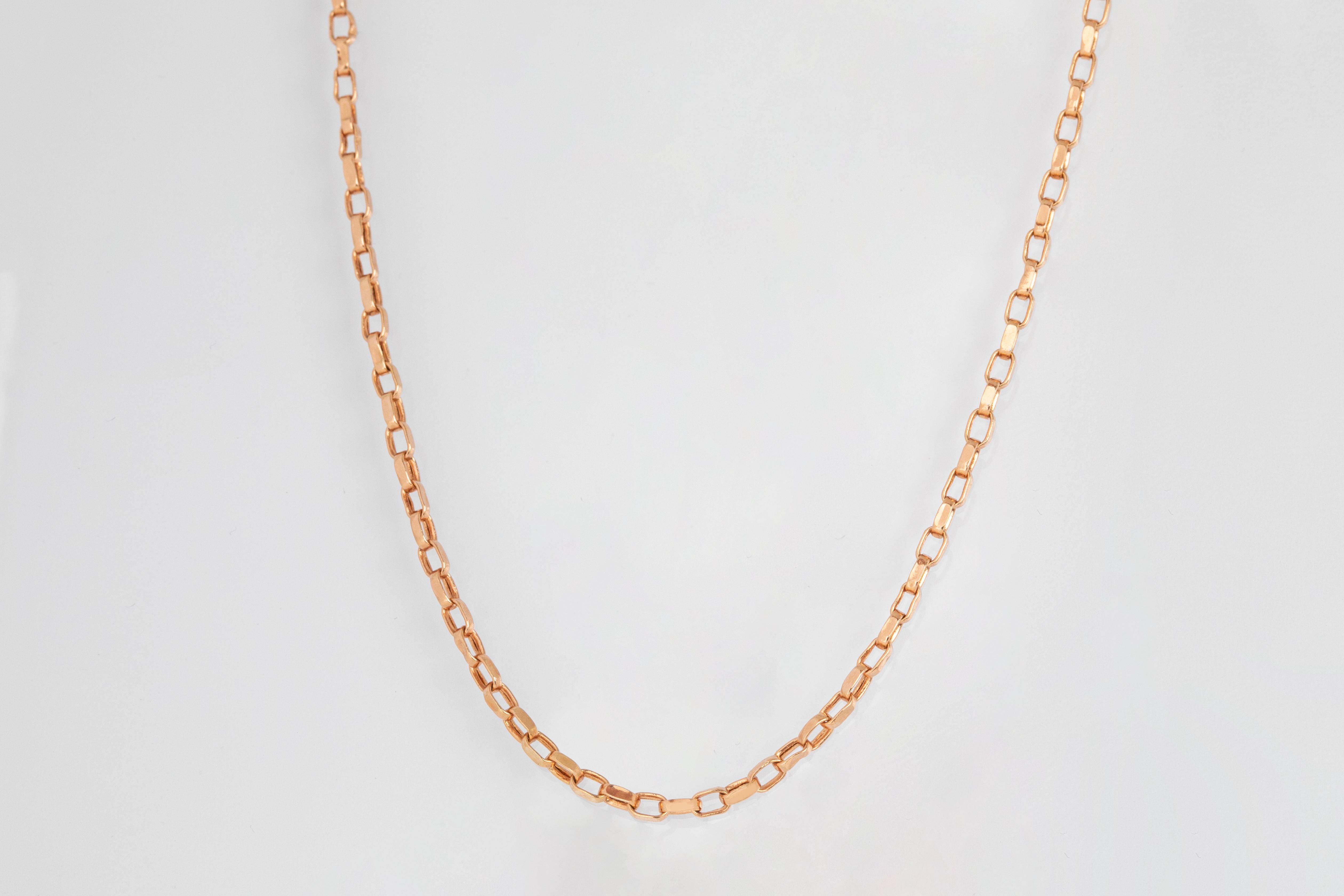 14K Yellow Gold  Chain Necklace- 585K 

Made of 14 ct. gold.
With hallmark.

Total Weight: 5,83  gr.
Size: 55.00 cm

This piece was made with quality materials and excellent handwork. I guarantee the quality assurance of my handwork and materials.
