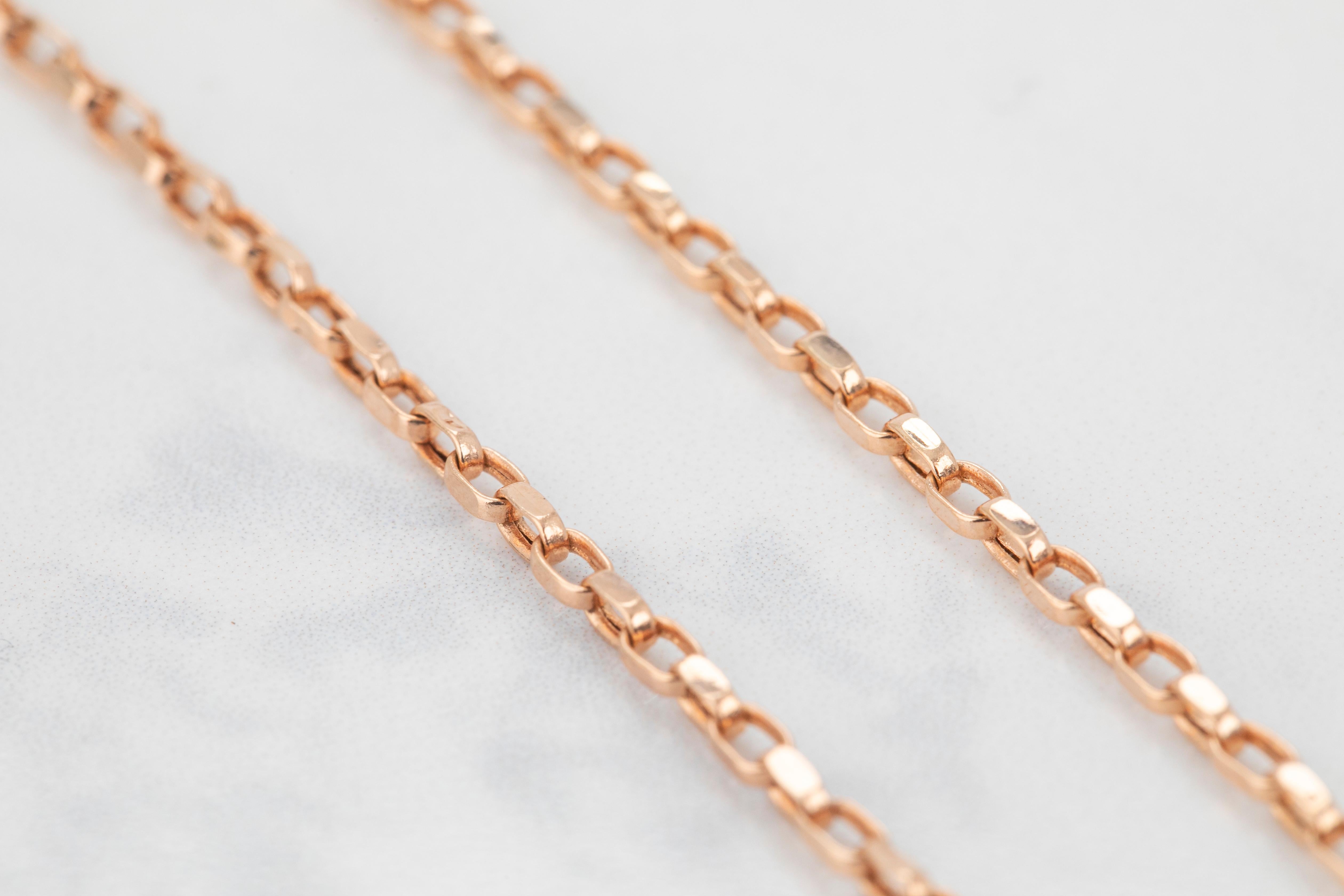 Modern 14k Rose Gold Unisex Chain, 5.83 gr 55.00cm 14K Gold Chain Necklace, Real Gold For Sale