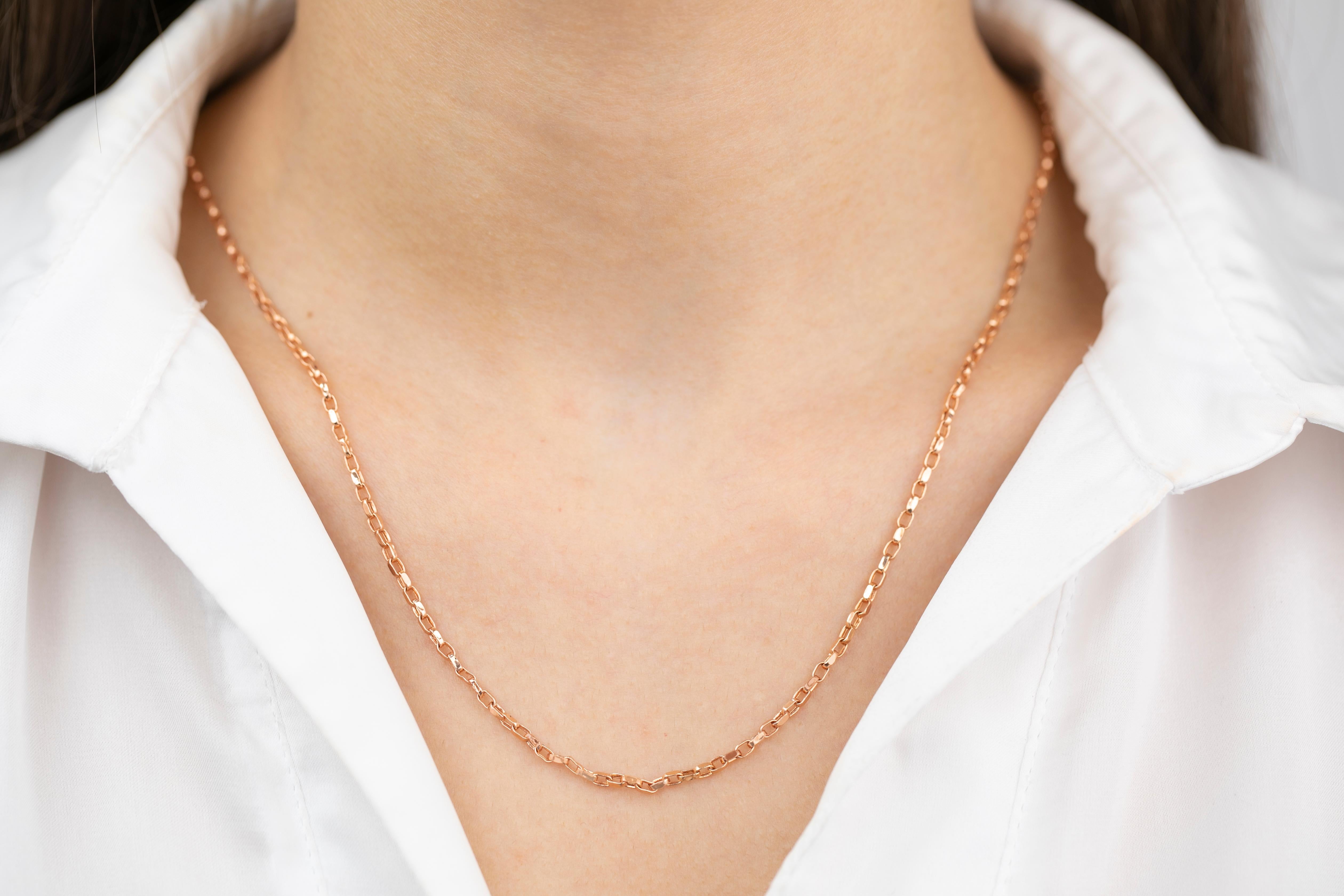 14k Rose Gold Unisex Chain, 5.83 gr 55.00cm 14K Gold Chain Necklace, Real Gold For Sale 1