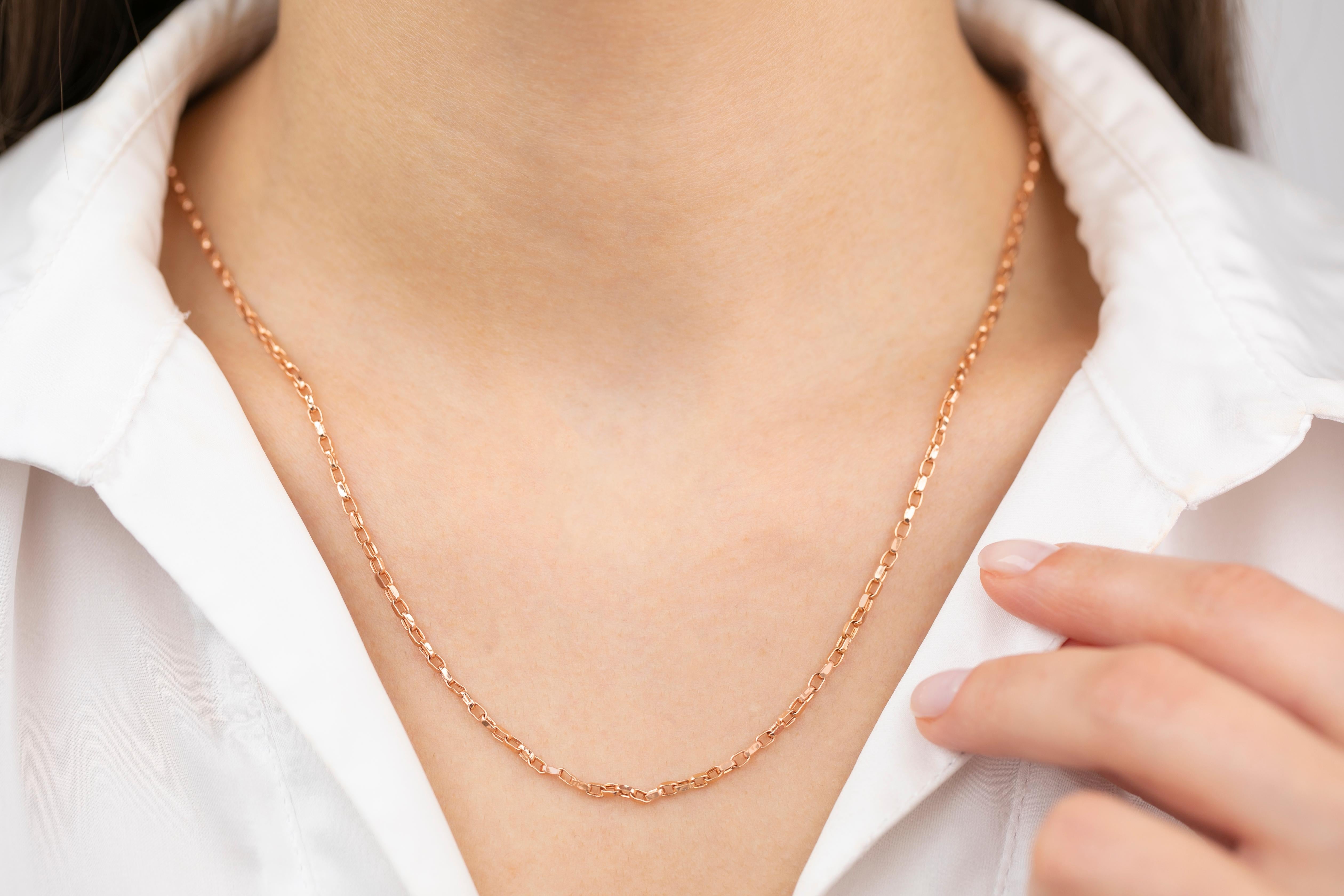 14k Rose Gold Unisex Chain, 5.83 gr 55.00cm 14K Gold Chain Necklace, Real Gold For Sale 2