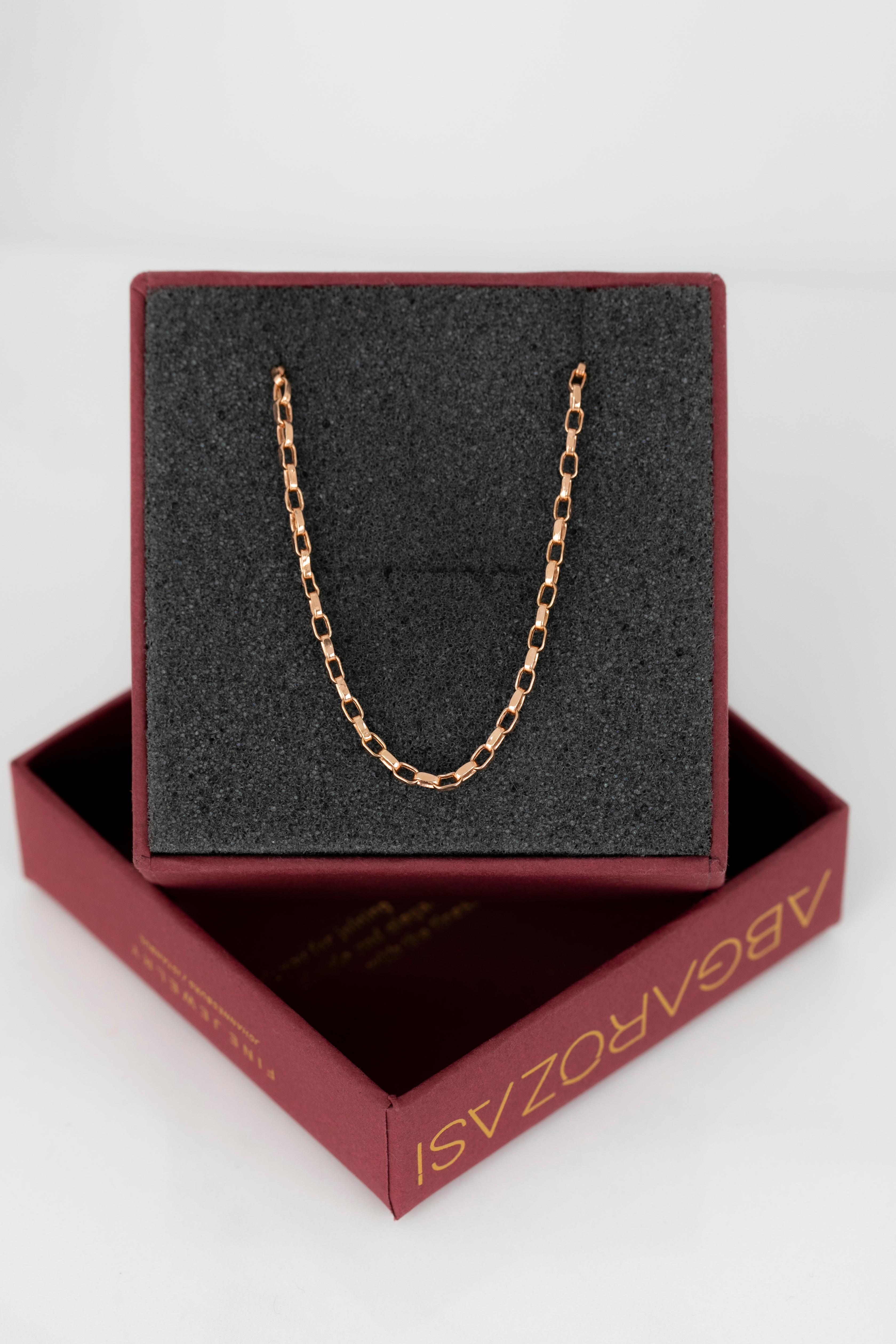 14k Rose Gold Unisex Chain, 5.83 gr 55.00cm 14K Gold Chain Necklace, Real Gold For Sale 3