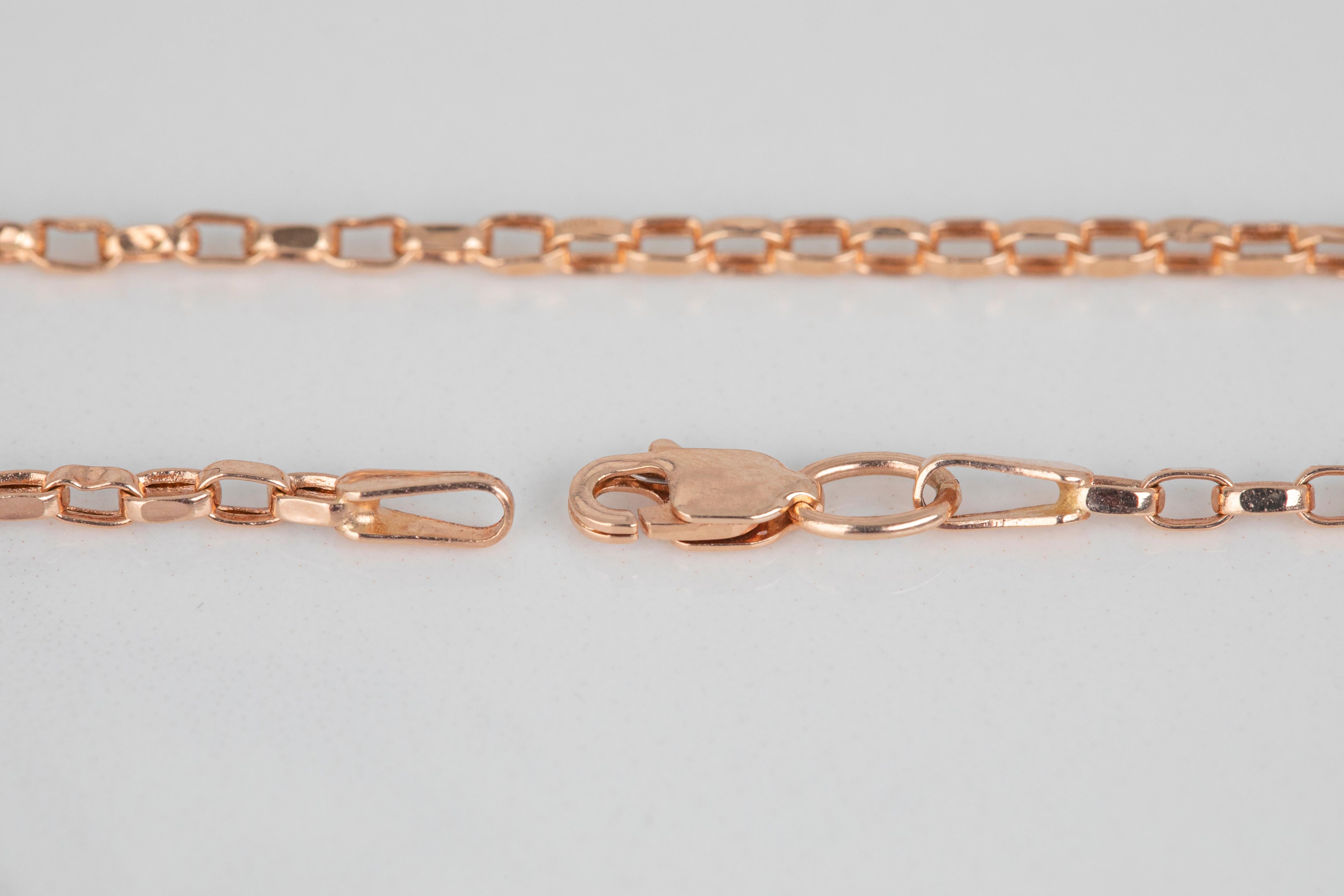 14k Rose Gold Unisex Chain, 5.83 gr 55.00cm 14K Gold Chain Necklace, Real Gold For Sale 5