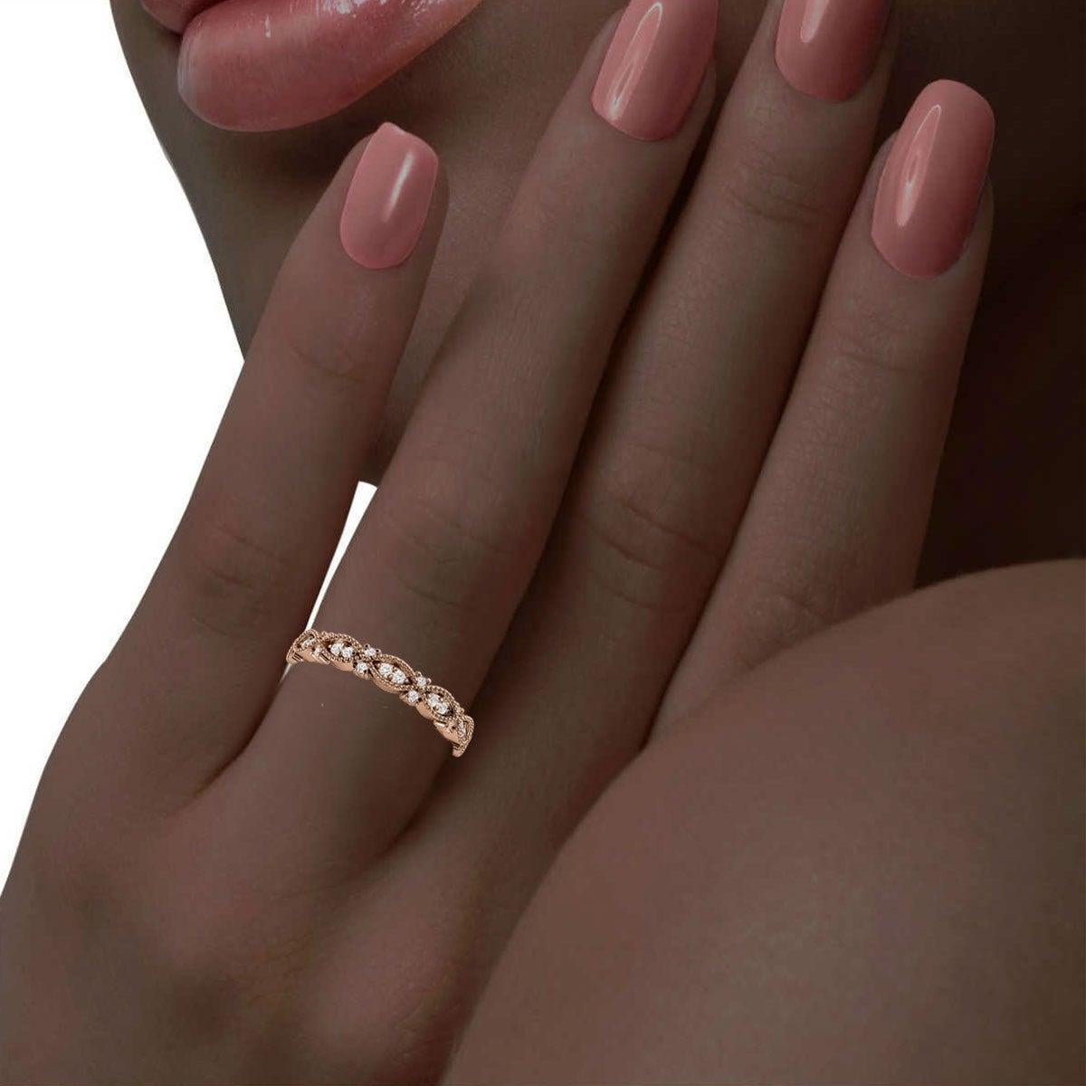 For Sale:  14K Rose Gold Valence Milgrain Diamond Ring '1/5 Ct. tw' 4