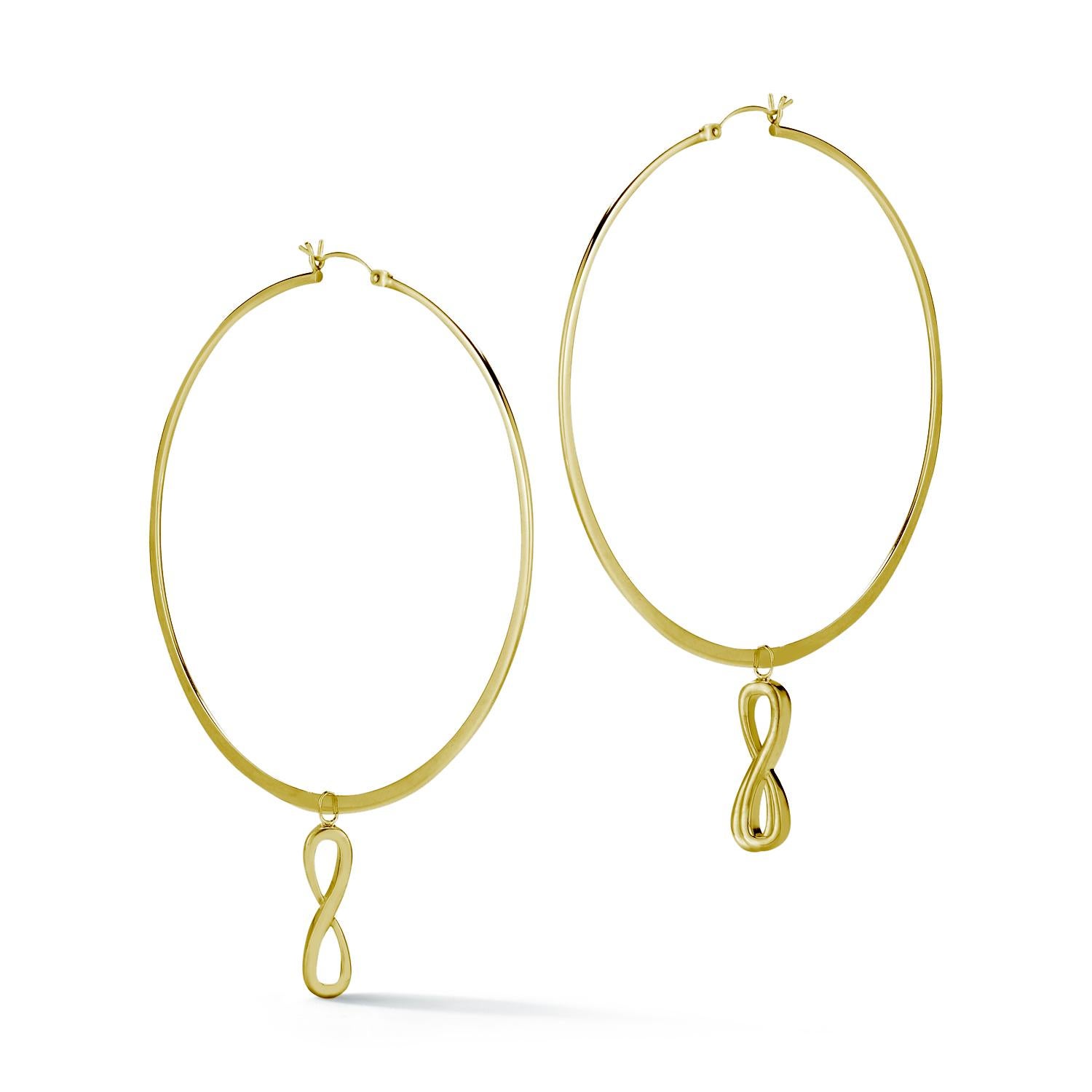 Designed in NYC

24k Rose Gold Vermeil Infinity Dangle Hoops. When it comes to self-expression, the style possibilities are endless. Infinity dangle hoops:

Sterling silver in 24k rose gold vermeil 
High-polish finish
Light-weight 
Light weight