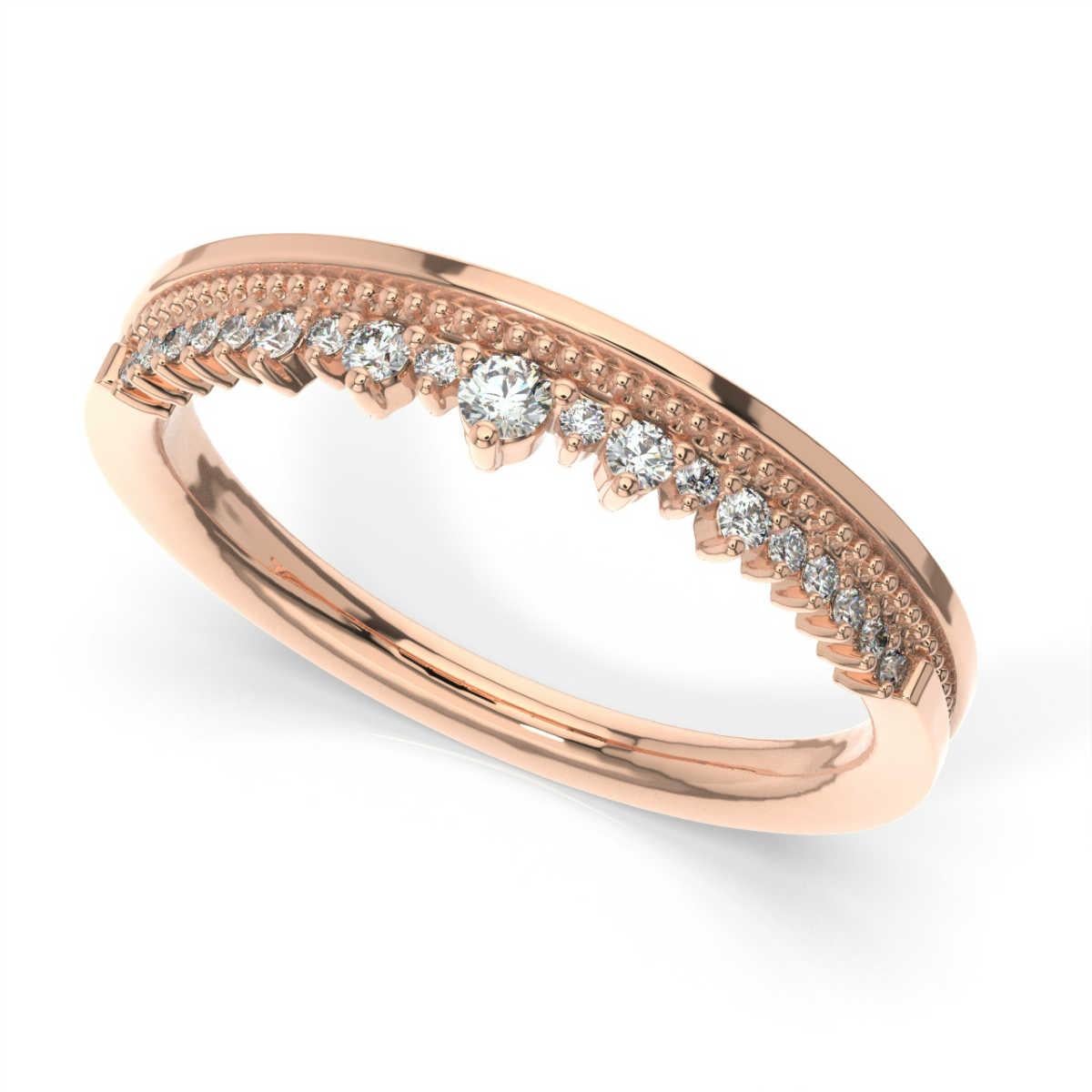 Round Cut 14K Rose Gold Victoria Diamond Ring '1/6 Ct. tw' For Sale