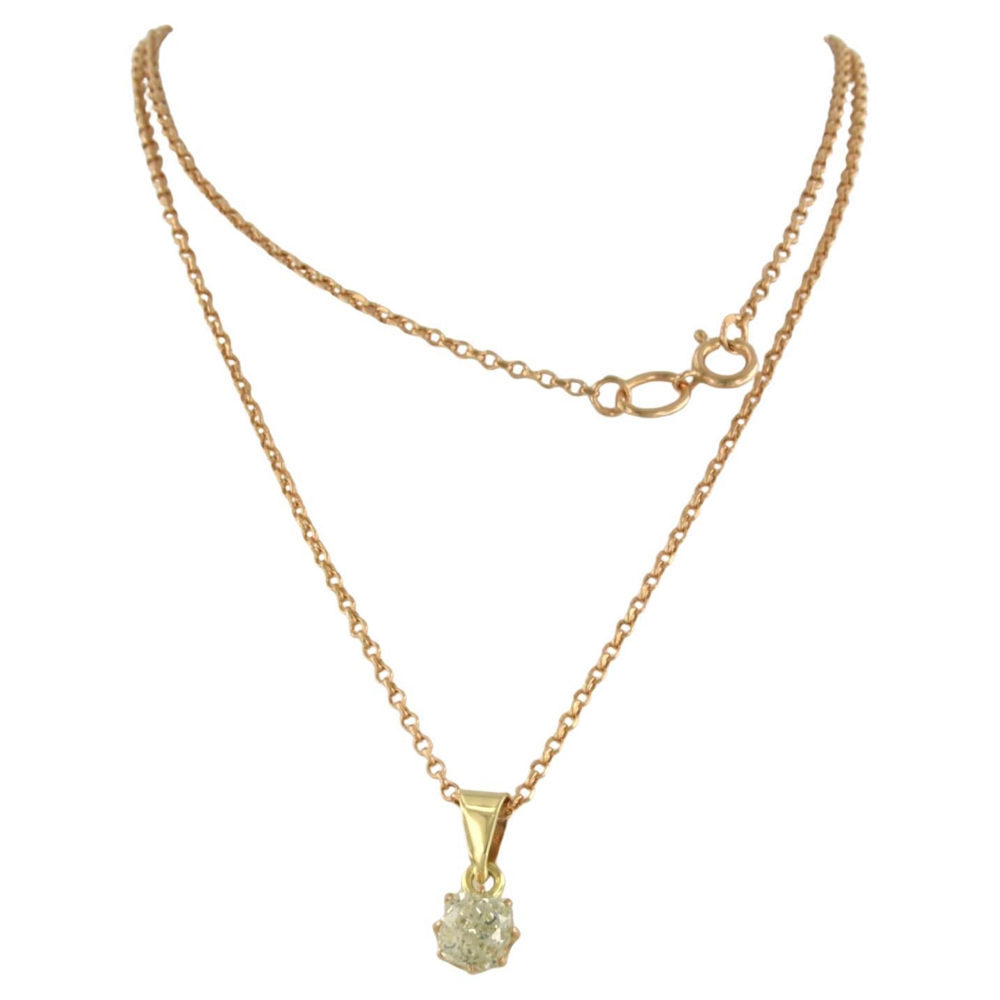 14k Rose Gold Victorian Anchor Necklace with 1.01 ct Old Mine Diamond For Sale