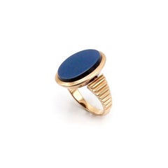 14K Rose Gold Victorian Blue Banded Agate Ring