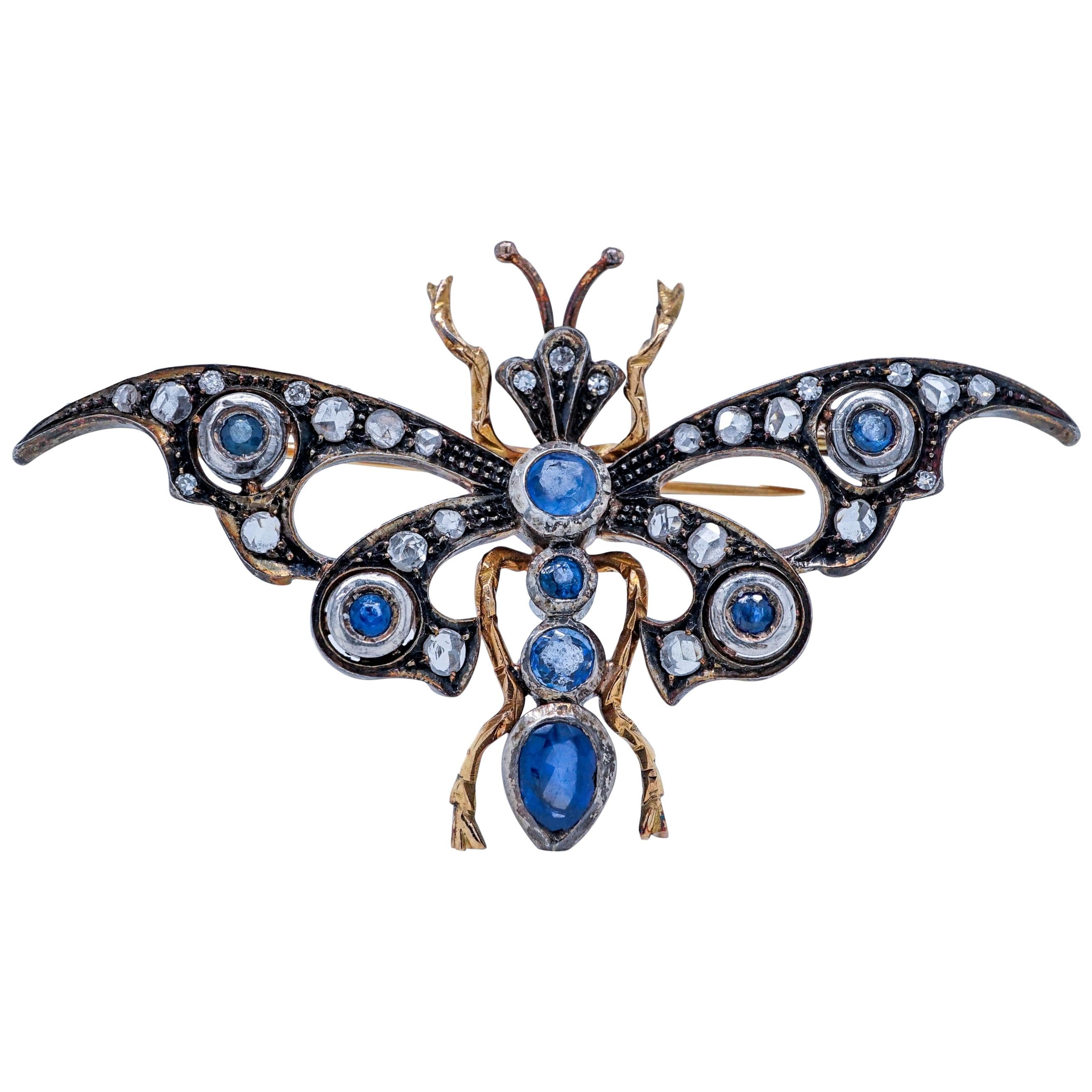 viktorianische Schmetterlingsbrosche aus 14 Karat Roségold