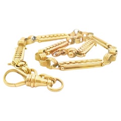 Antique 14k Rose Gold Victorian Pocket Watch Chain Ca 1890