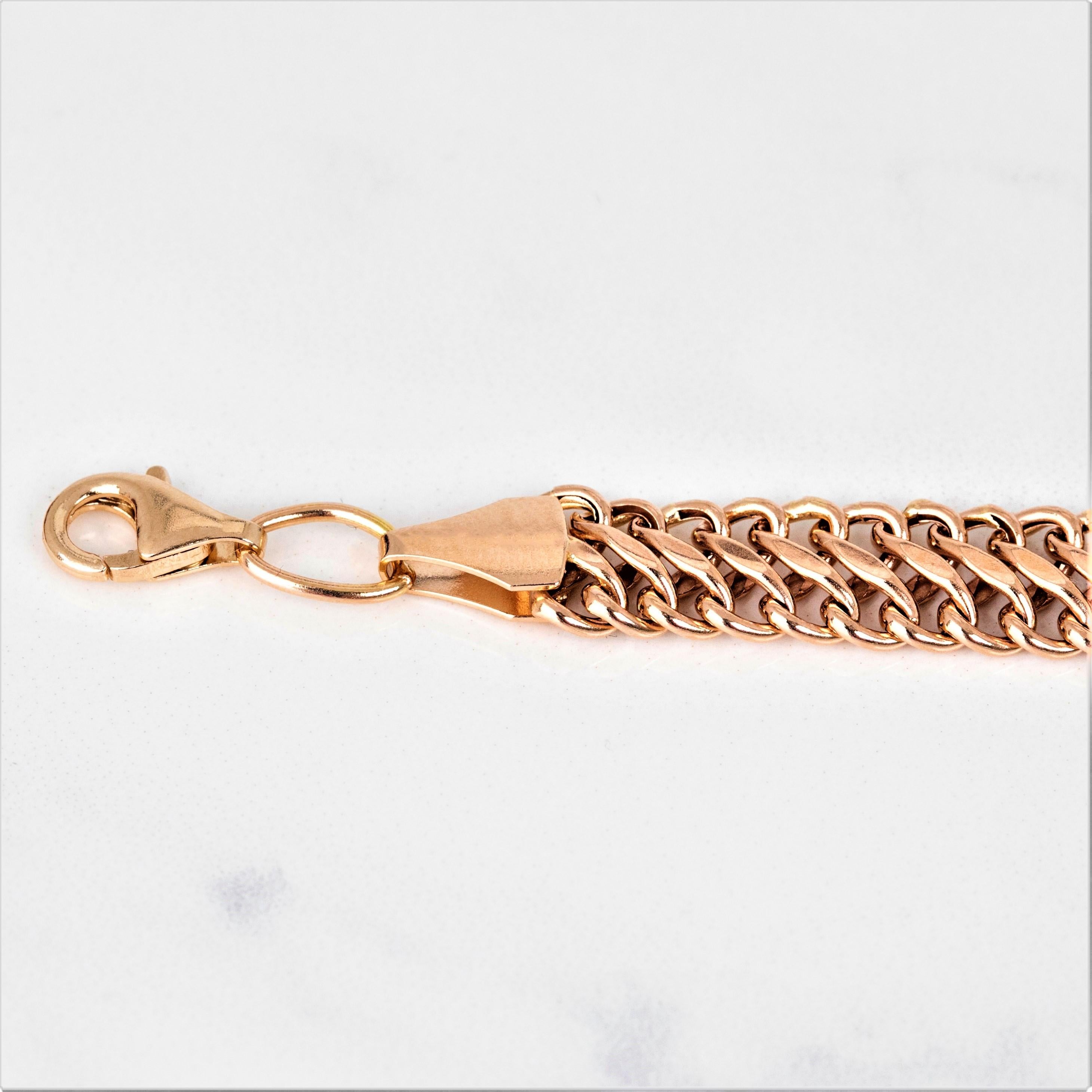 14K Rose Gold Vienna Chain Bracelet - 585K Double Curb Chain Dainty Bracelet For Sale 2