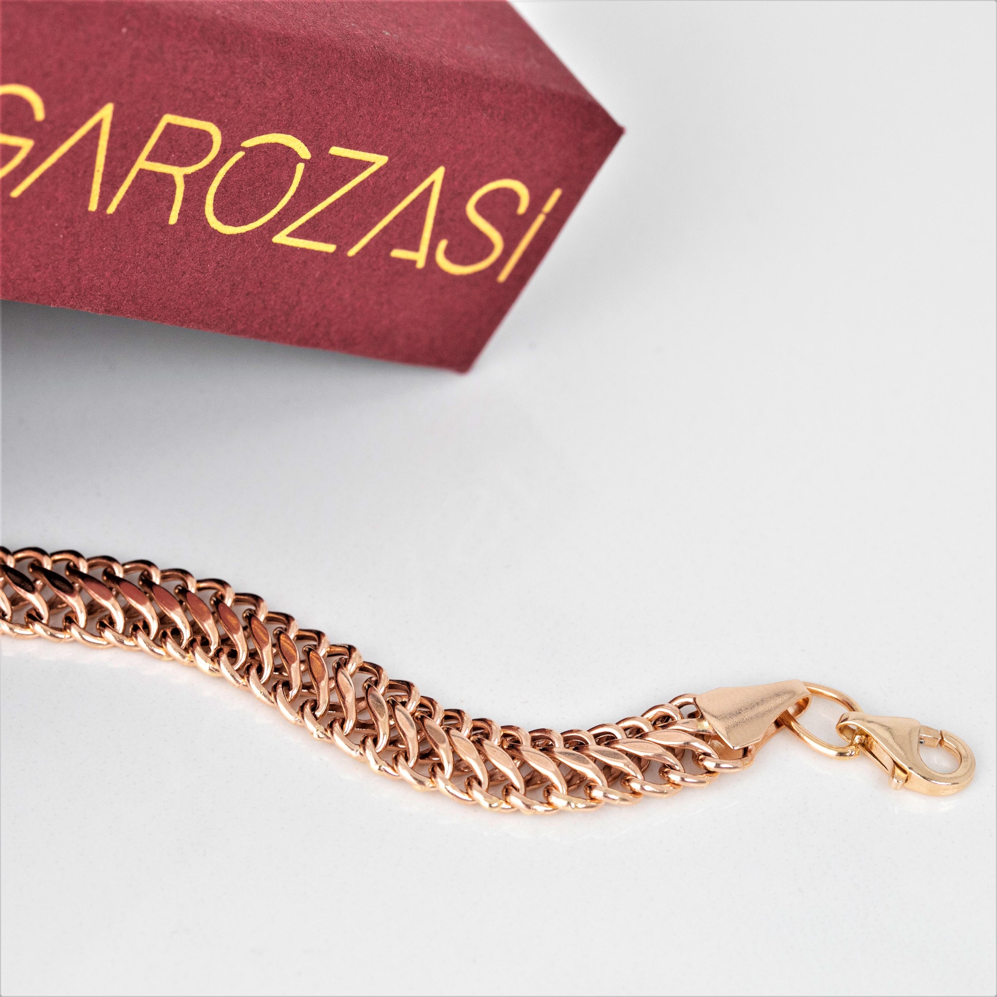14K Rose Gold Vienna Chain Bracelet - 585K Double Curb Chain Dainty Bracelet For Sale 3