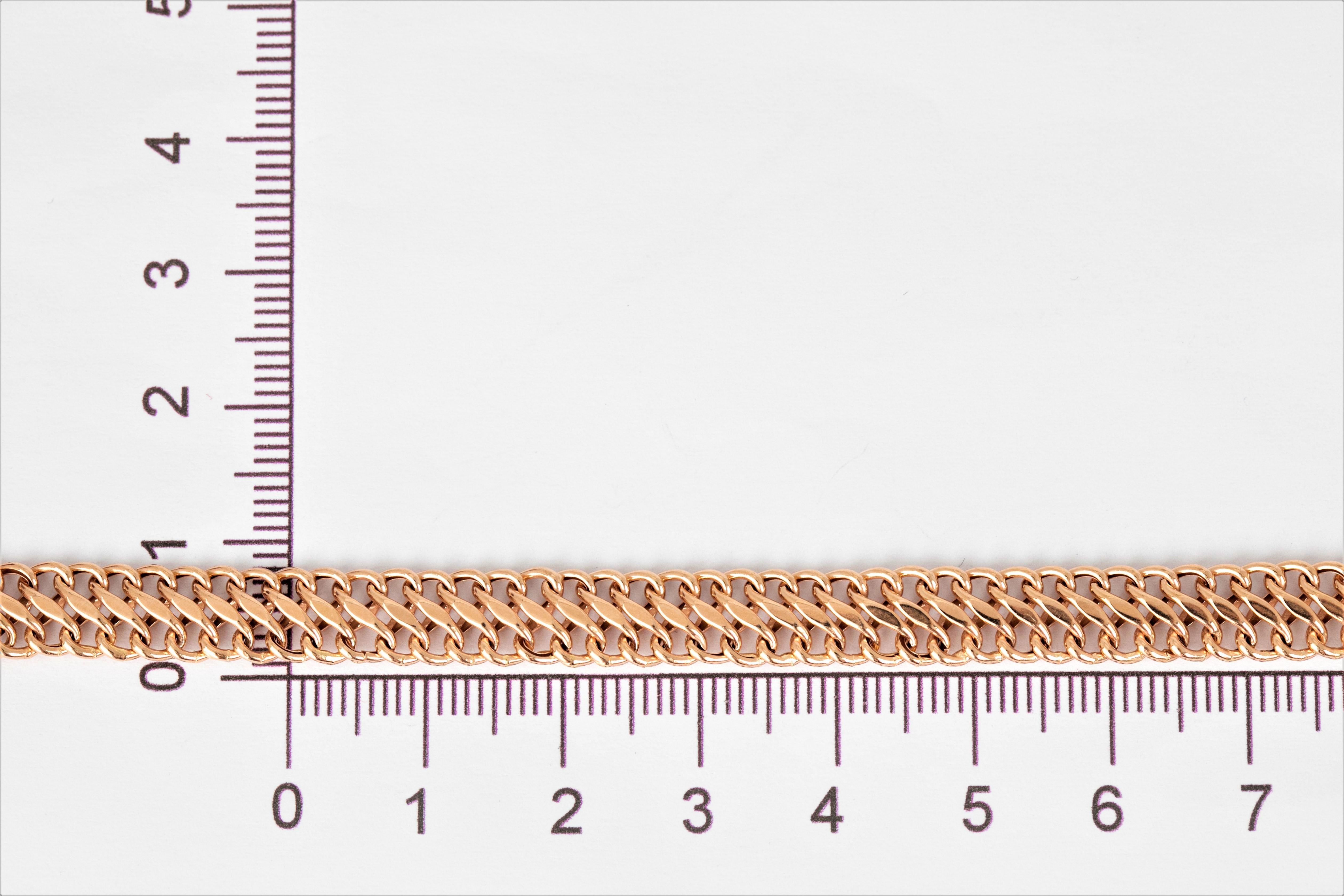14K Rose Gold Vienna Chain Bracelet - 585K Double Curb Chain Dainty Bracelet For Sale 6