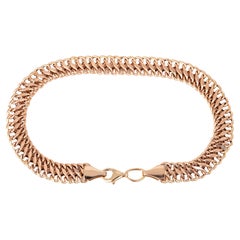 14K Rose Gold Vienna Chain Bracelet - 585K Double Curb Chain Dainty Bracelet