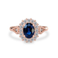 14k Rose Gold Vienna Diamond Star Sapphire Halo Engagement Ring