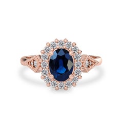 Used 14k Rose Gold Vienna Diamond Star Sapphire Halo Engagement Ring