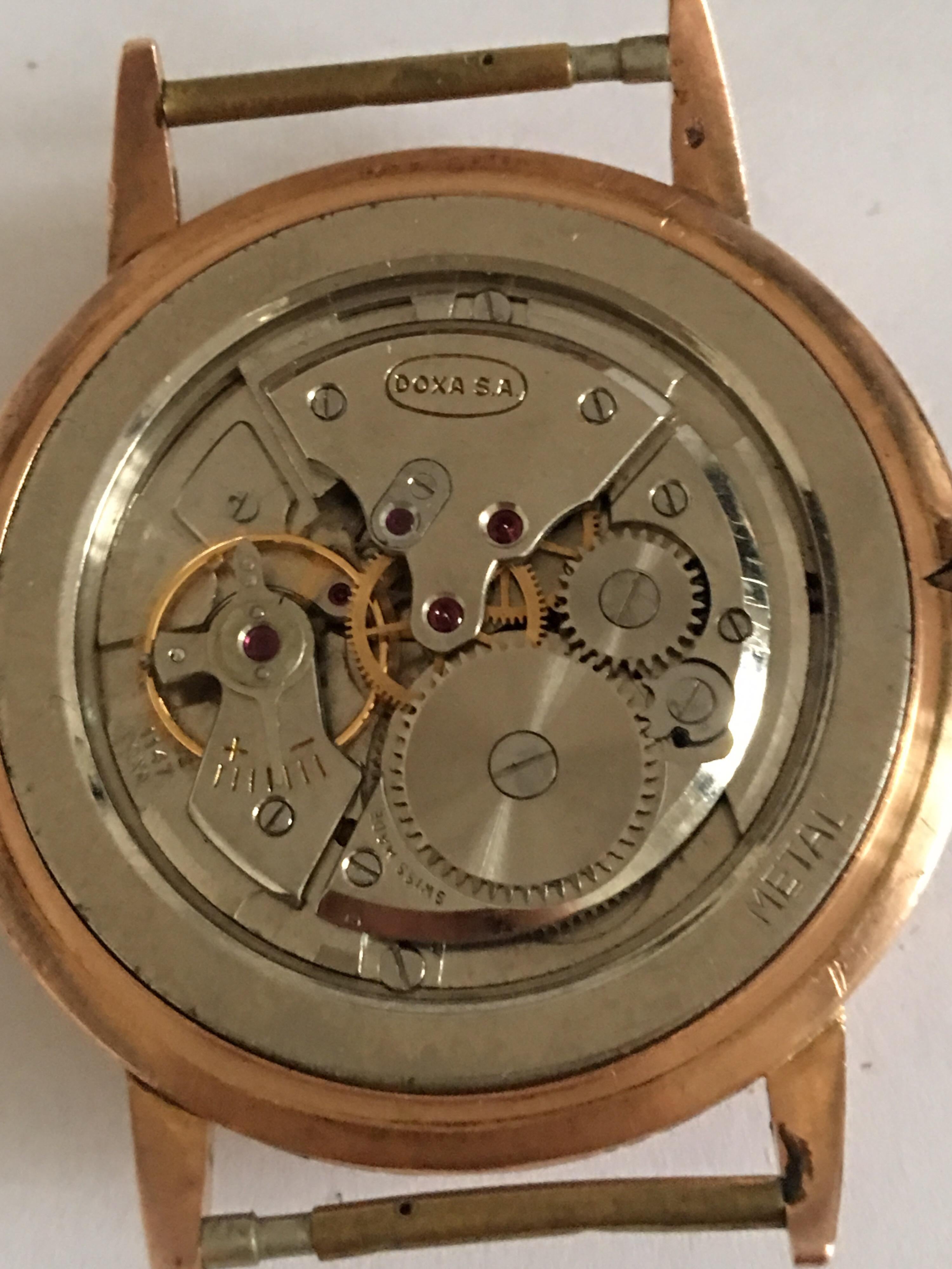 14 Karat Rose Gold Vintage 1950s with Swift Seconds DOXA Wristwatch 3