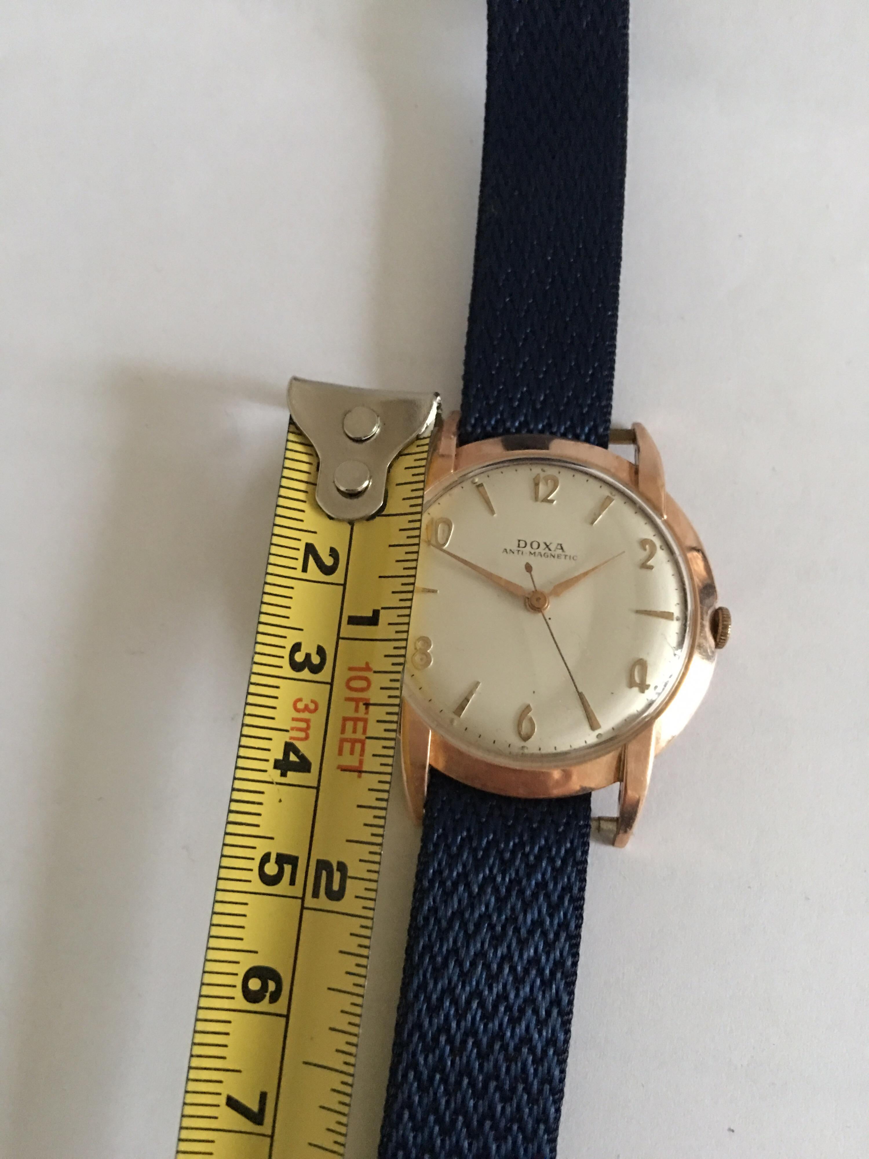 14 Karat Rose Gold Vintage 1950s with Swift Seconds DOXA Wristwatch 6