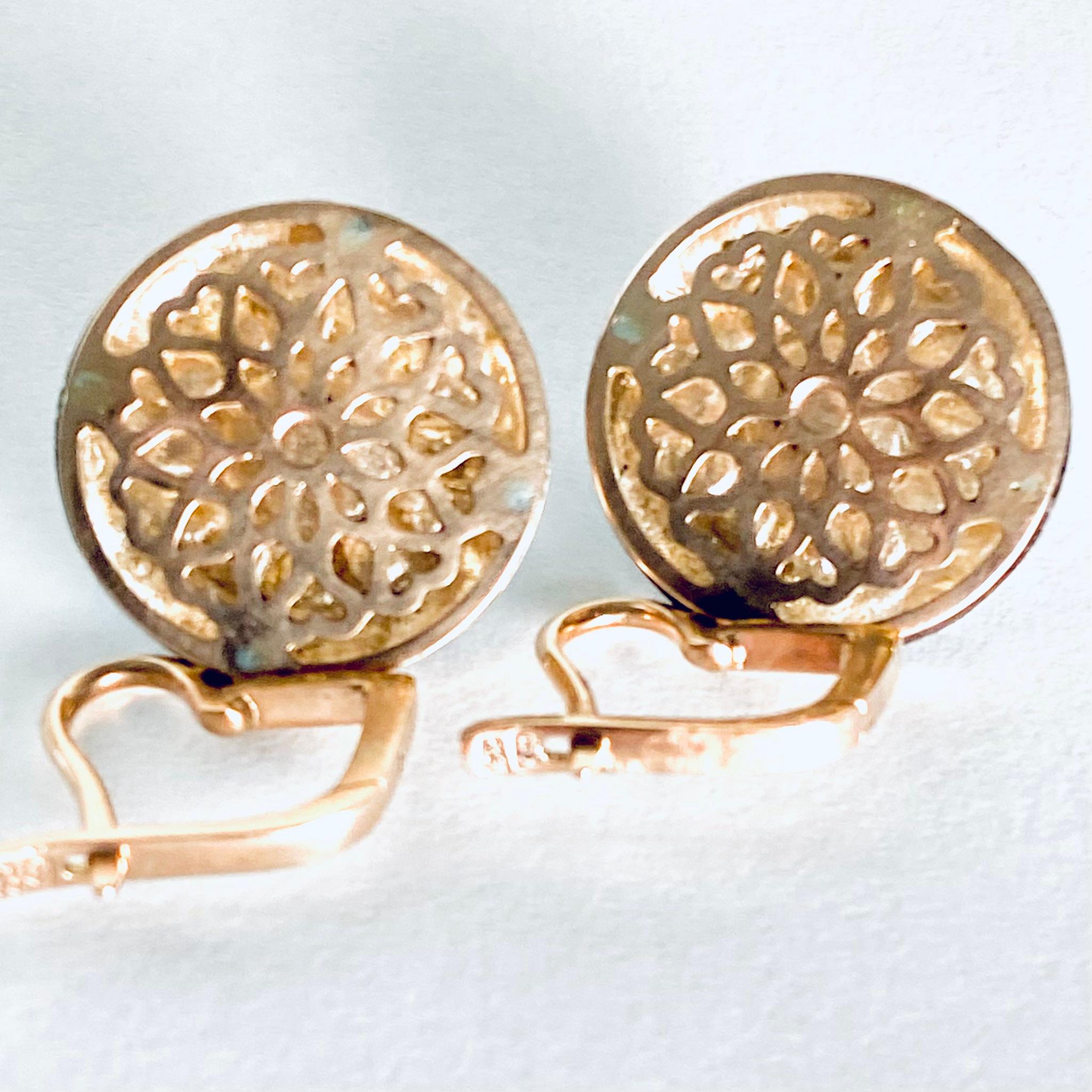 14K Roségold Vintage Imperial Era Russische Blau Emaille- und Perlen-Ohrringe aus der Kaiserzeit 6