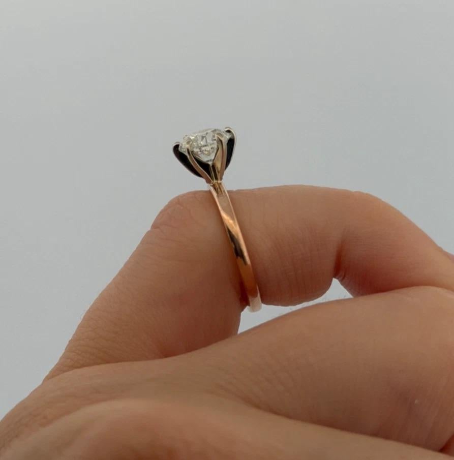 14K Rose Gold & Weißgold 0,96ct natürlicher Diamant Solitär Verlobungsring im Angebot 7