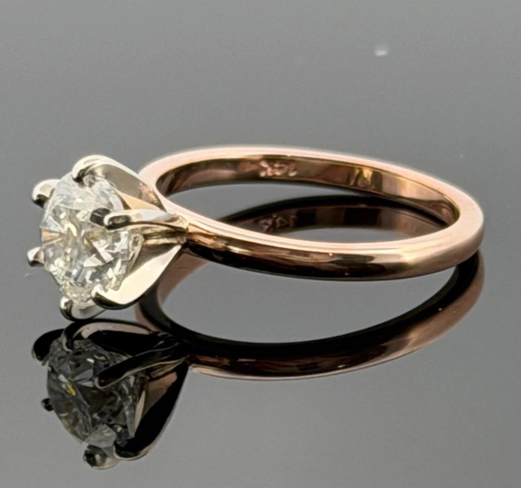 14K Rose Gold & Weißgold 0,96ct natürlicher Diamant Solitär Verlobungsring (Zeitgenössisch) im Angebot