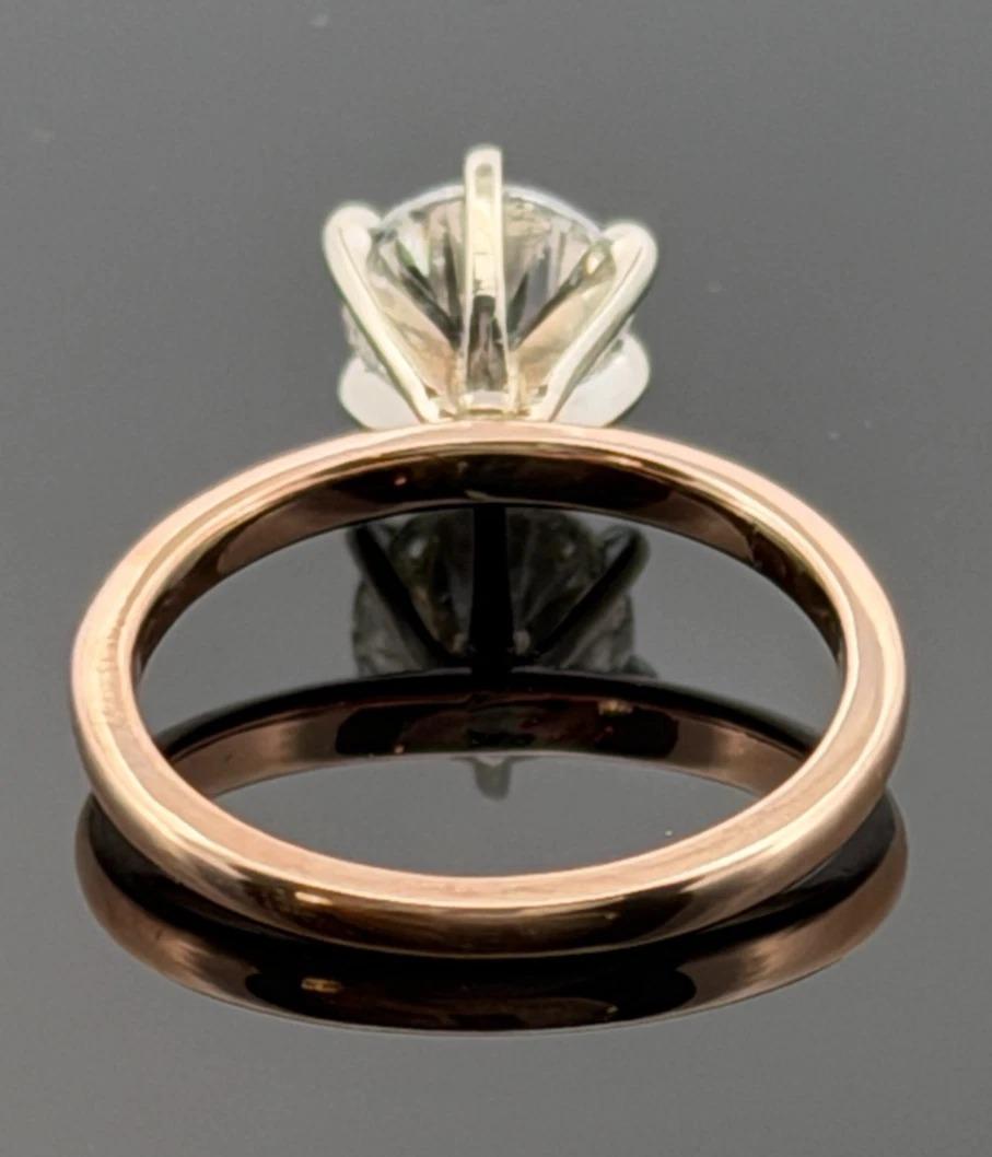 14K Rose Gold & Weißgold 0,96ct natürlicher Diamant Solitär Verlobungsring (Rosenschliff) im Angebot
