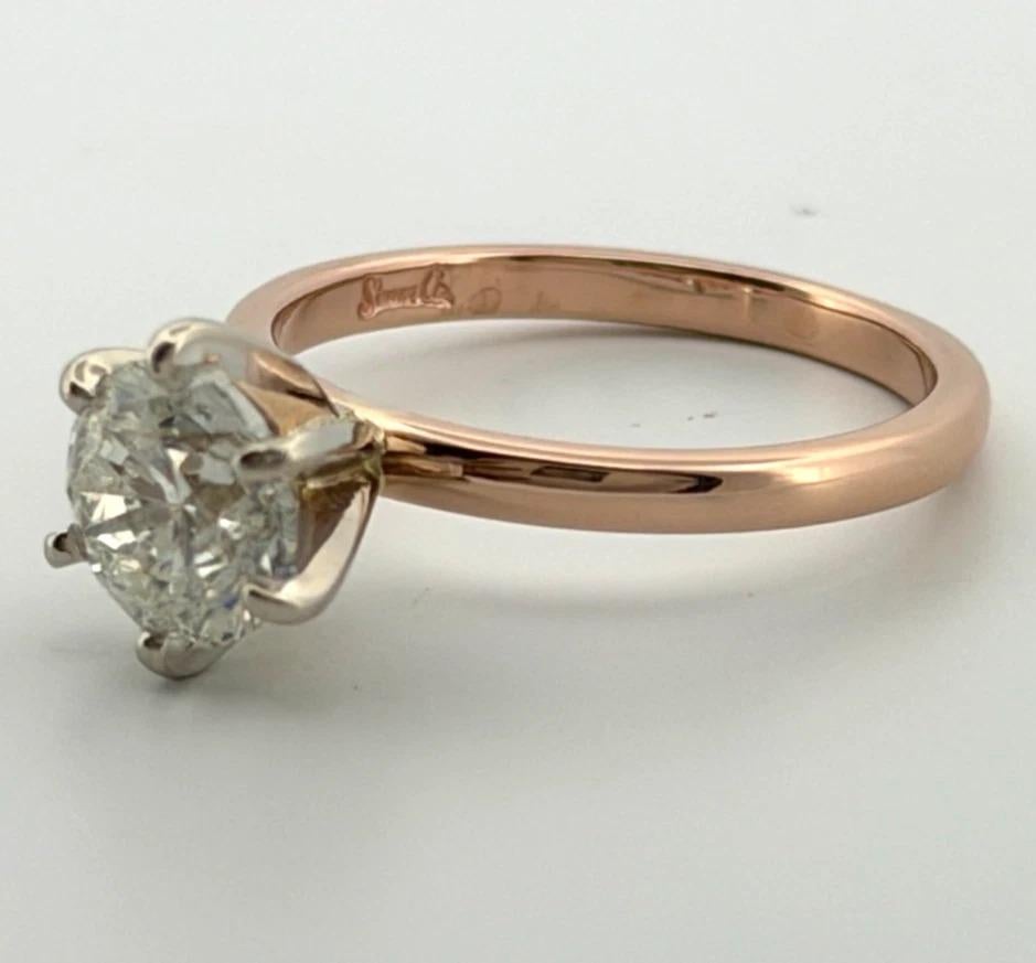 14K Rose Gold & Weißgold 0,96ct natürlicher Diamant Solitär Verlobungsring Damen im Angebot