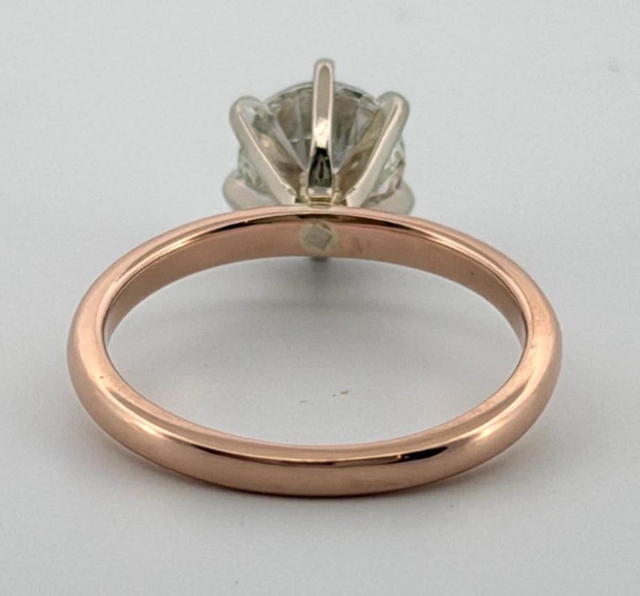 14K Rose Gold & Weißgold 0,96ct natürlicher Diamant Solitär Verlobungsring im Angebot 1