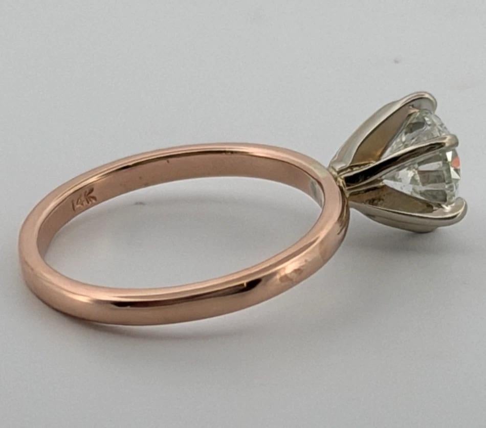 14K Rose Gold & Weißgold 0,96ct natürlicher Diamant Solitär Verlobungsring im Angebot 2