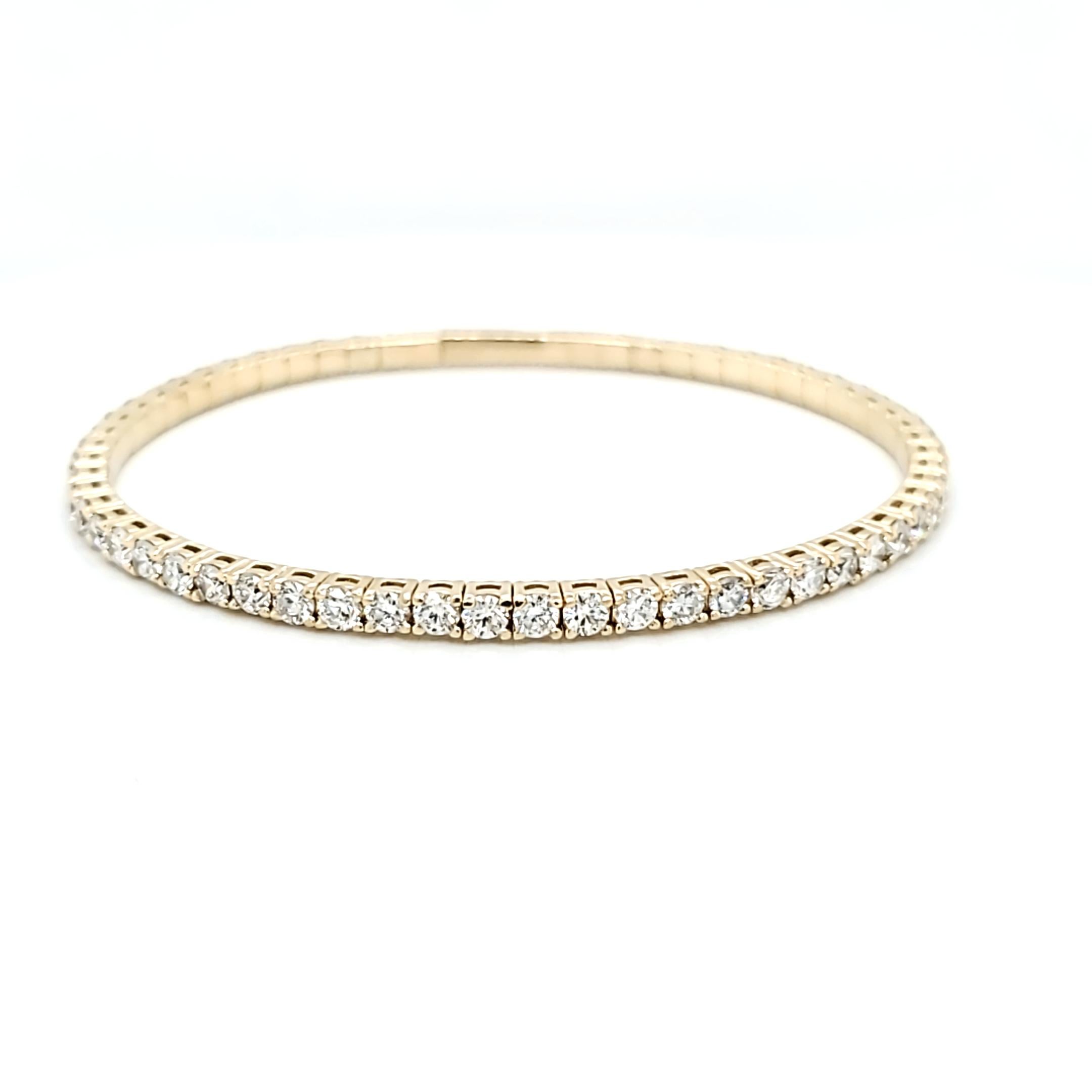 14 Karat Rose Gold, White Gold and Yellow Gold Diamond Bangles Bracelets For Sale 2