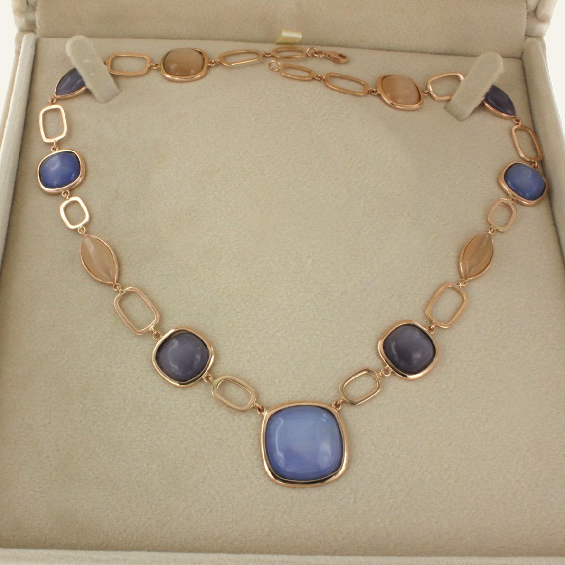 Modern 14k Rose Gold with Colored Stones Necklace