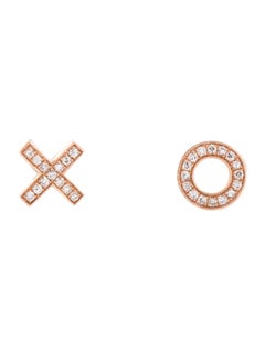 14K Rose Gold XO Diamond Stud Earrings for Her