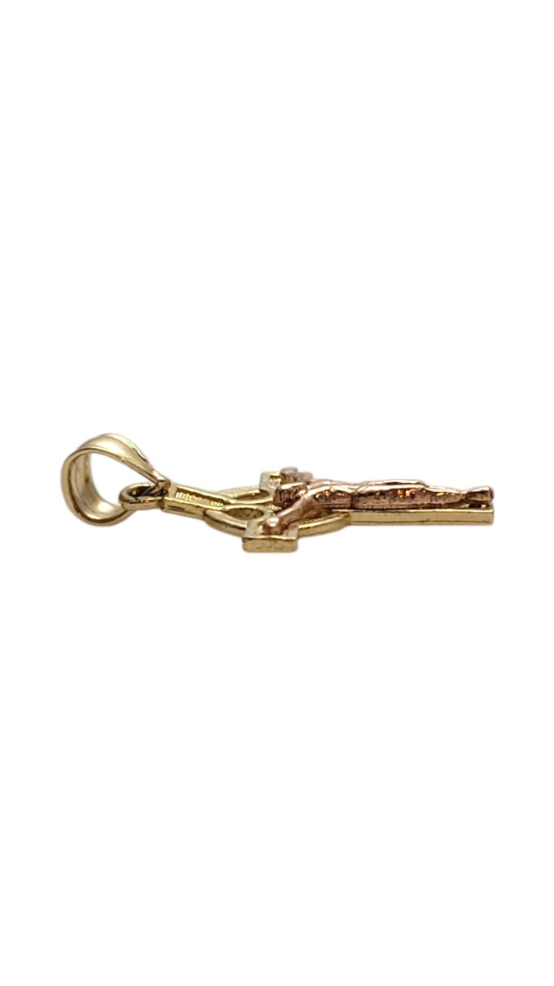 Women's 14K Rose Gold & Yellow Gold Celtic Crucifix Pendant #21421 For Sale