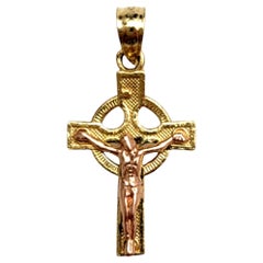 14K Rose Gold & Yellow Gold Crucifix Pendant #19848