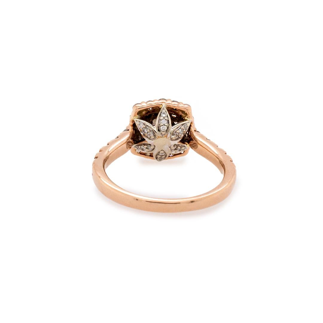 14K Rose & White Gold Double Halo Ladies Engagement Ring 1