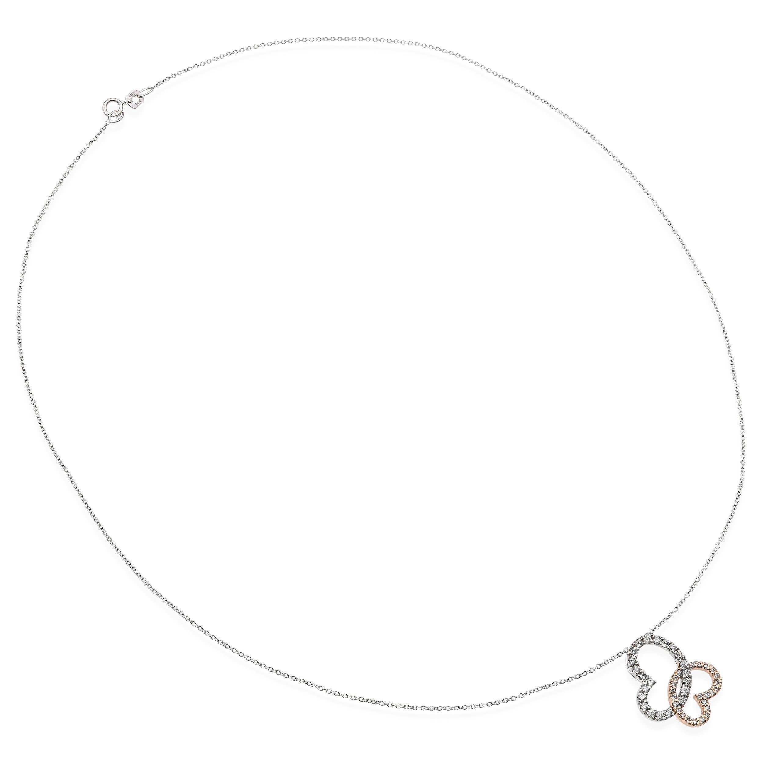 Collana con cuori di diamanti intrecciati in oro rosa e bianco 14k In condizioni buone in vendita a New York, NY