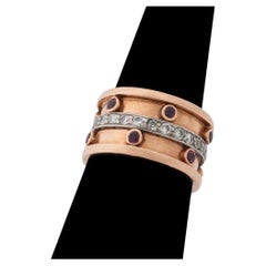 14K Rose & White Gold Ruby Diamond Band