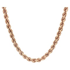 14k Rosy Yellow Gold 20.5" Heavy Rope Link Chain Necklace Spring Ring Clasp