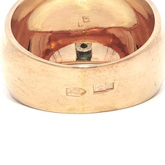 14k Rosy Yellow Gold Polished Finish Hand Engraved Domed Wide Cigar Band Ring