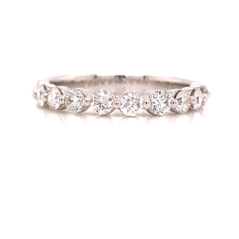 14K Round Diamond Halfway Eternity Band White Gold For Sale at 1stDibs