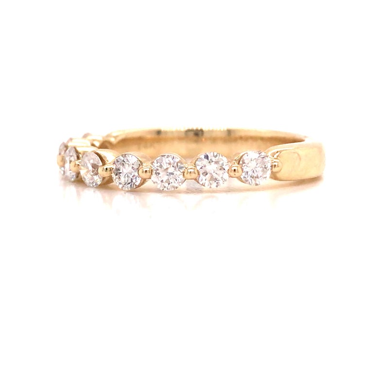 14K Round Diamond Halfway Eternity Band Yellow Gold For Sale at 1stDibs