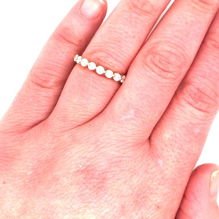 14K Round Diamond Halfway Eternity Band Yellow Gold For Sale at 1stDibs