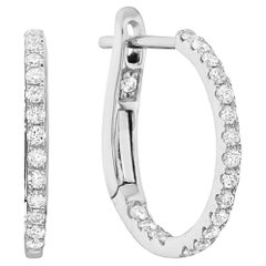 14k Round Diamond Huggies/Hoops