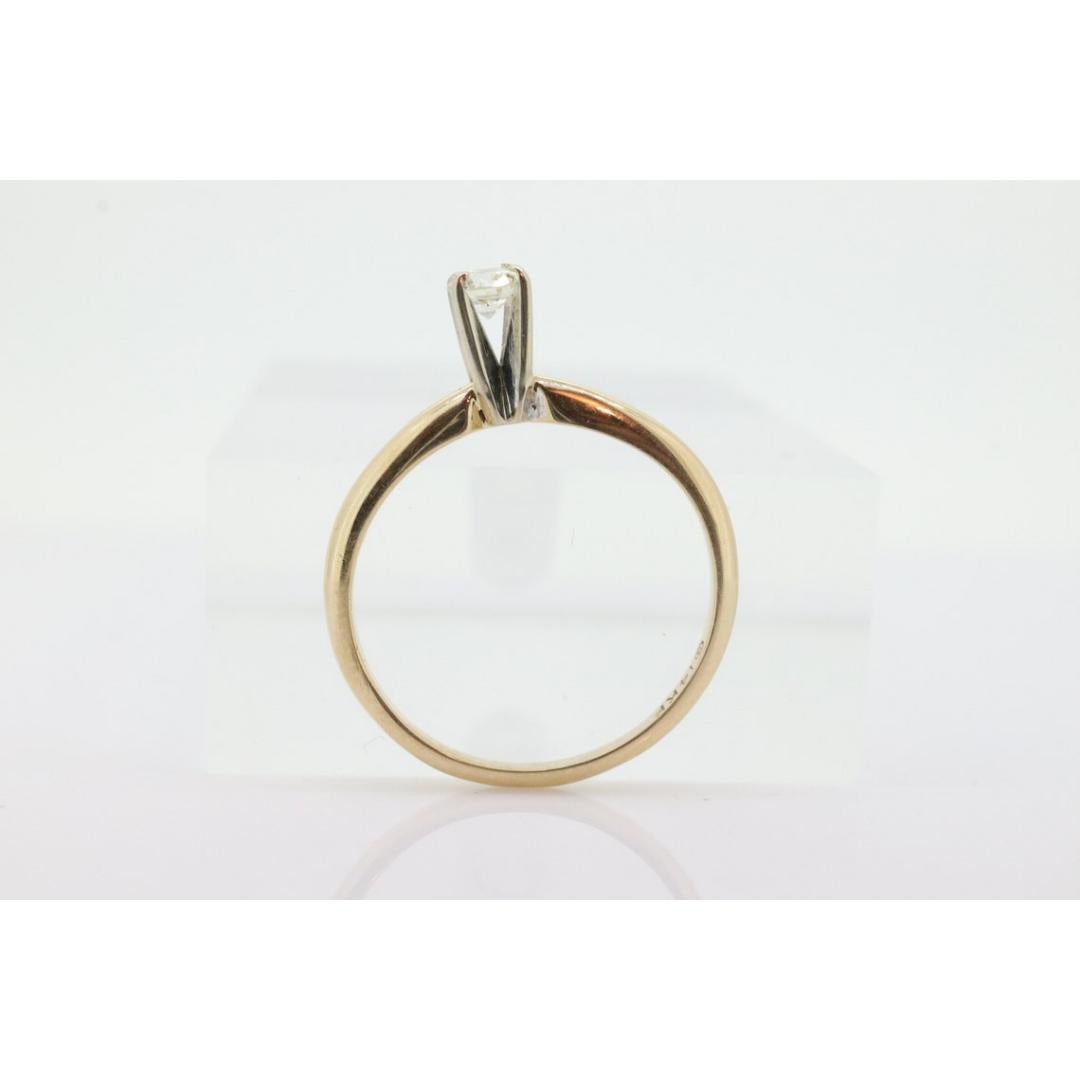 De las mujeres Anillo solitario de diamante redondo de 14k . Pequeño anillo de compromiso de diamantes de 0,17 ct. Alta en venta