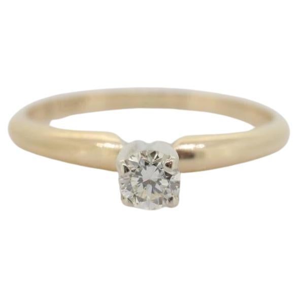 14k Round Diamond Solitaire Ring . Petite 0.17ct Diamond Engagement Ring. High