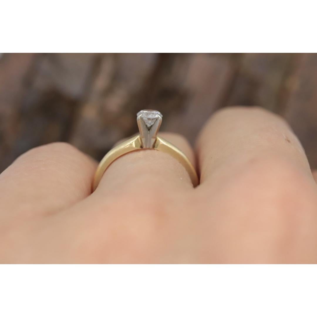 14k Round Diamond Solitaire Ring . Petite 0.28ct Diamond Engagement Ring. For Sale 5