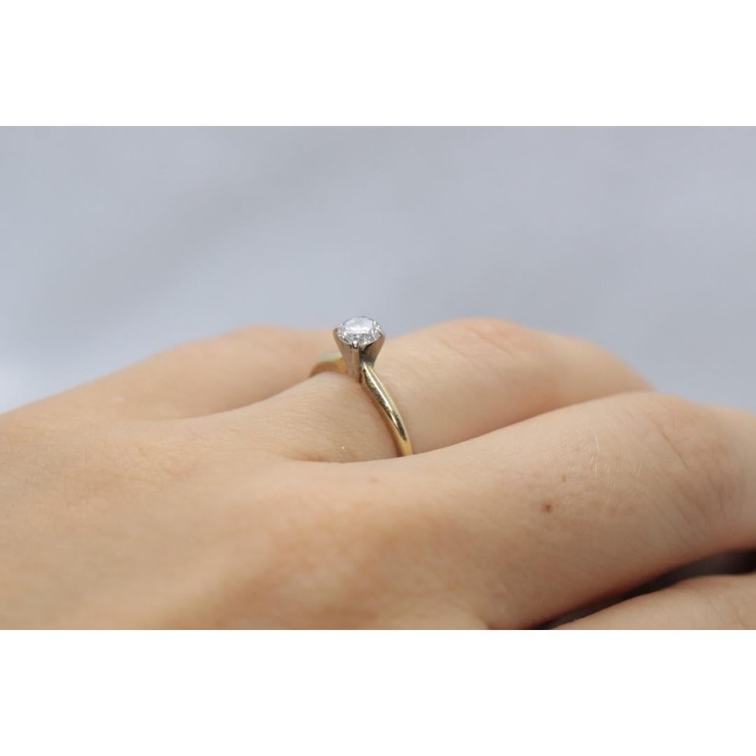 14k Round Diamond Solitaire Ring . Petite 0.28ct Diamond Engagement Ring. For Sale 6