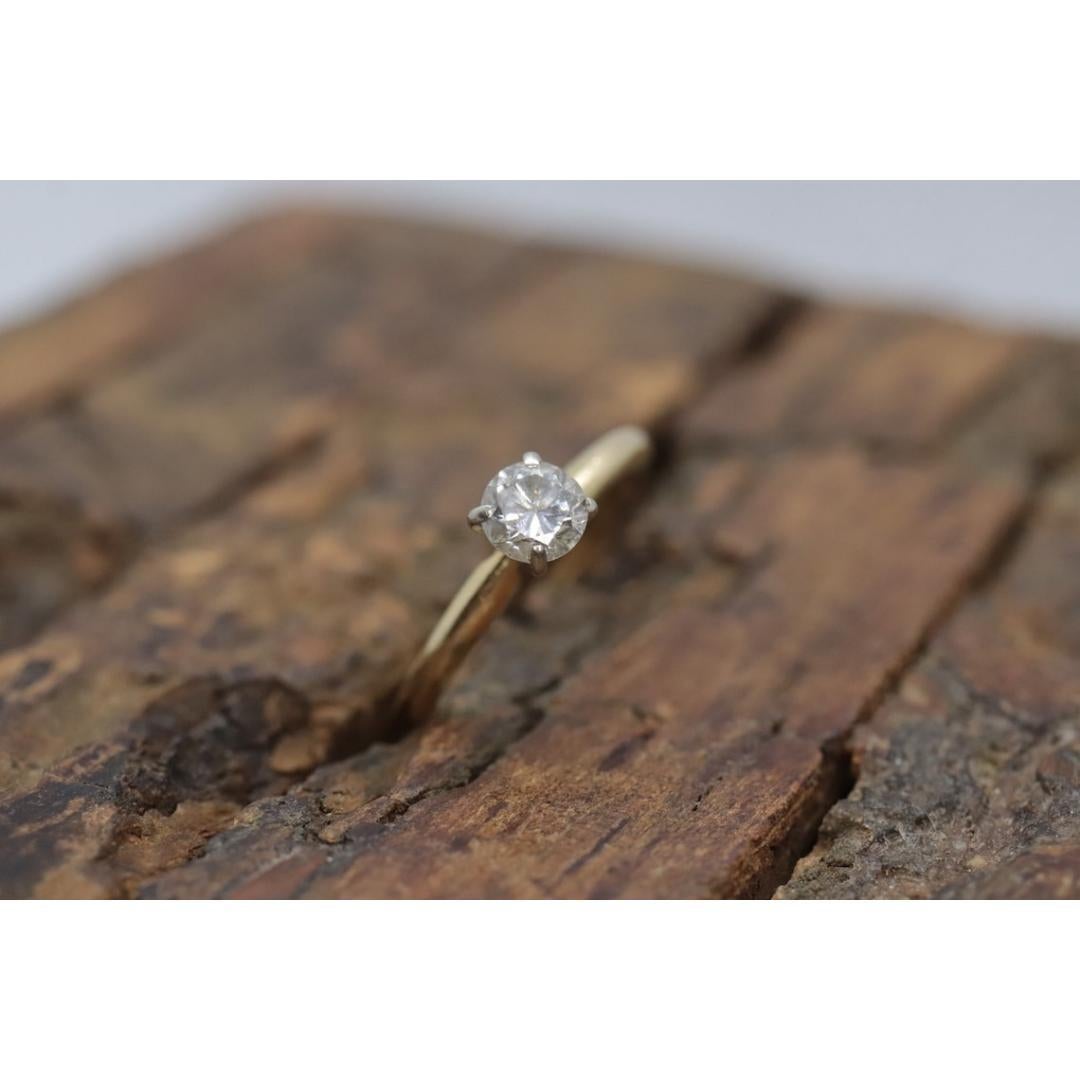 Round Cut 14k Round Diamond Solitaire Ring . Petite 0.28ct Diamond Engagement Ring. For Sale