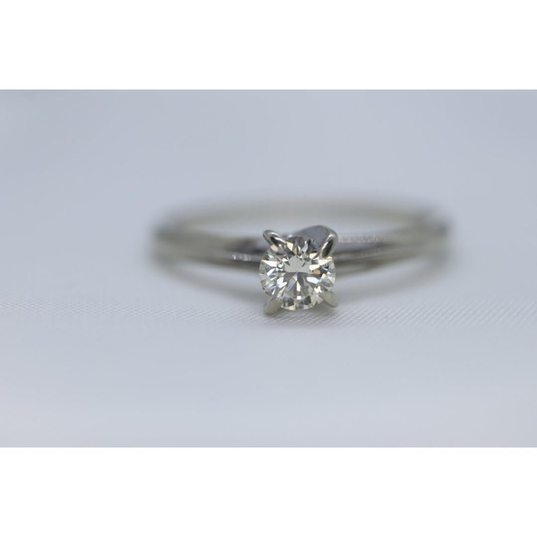 14k runder Diamant Solitär Ring . Kleiner 1/4 Karat Diamant-Verlobungsring. Weiß im Zustand „Gut“ im Angebot in Port Charlotte, FL