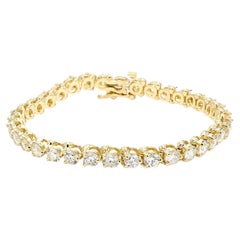 Bracciale Tennis Signature con diamante rotondo in oro giallo 14K