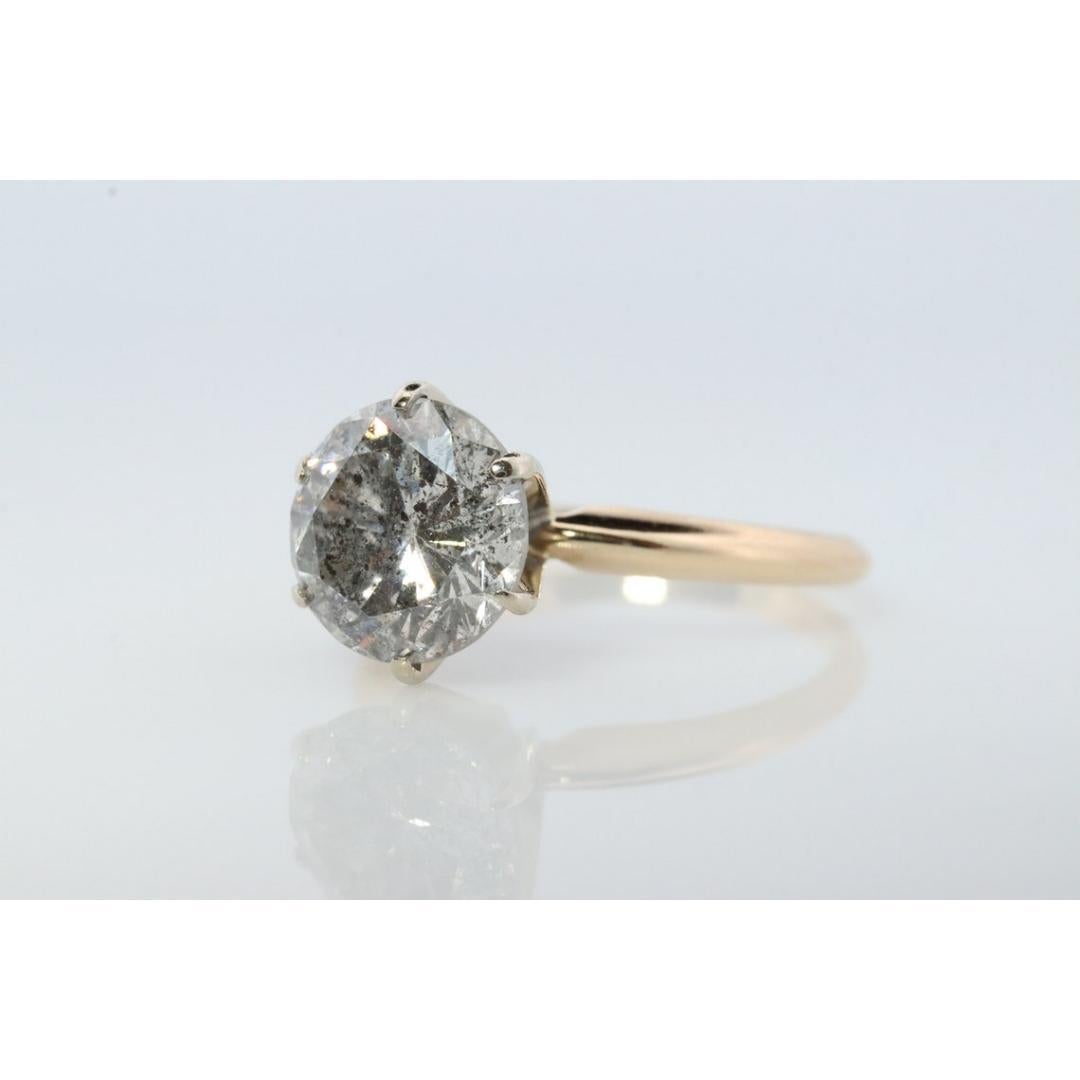 14k Round Genuine Diamond Solitaire Ring. Large 2.29ct Diamond Engagement Ring. For Sale 5
